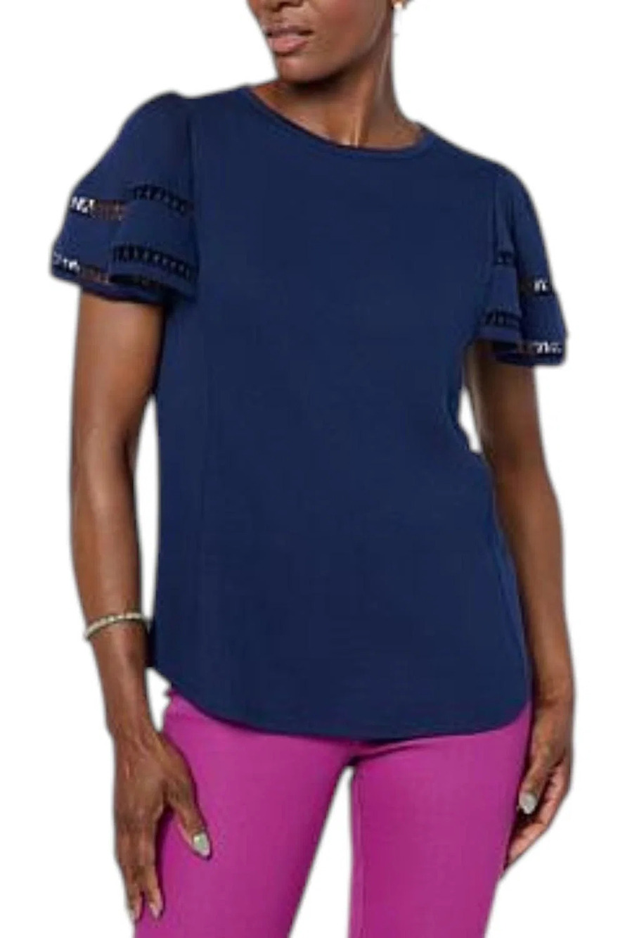 DG2 by Diane Gilman Women's Everyday Jersey Flutter Sleeve Top Ocean - Regular